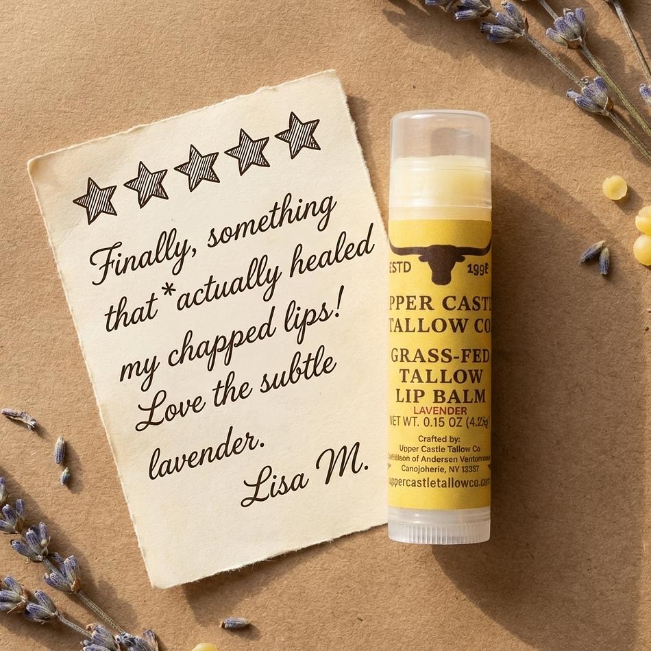 Grass‑Fed Tallow Lip Balm — Lavender