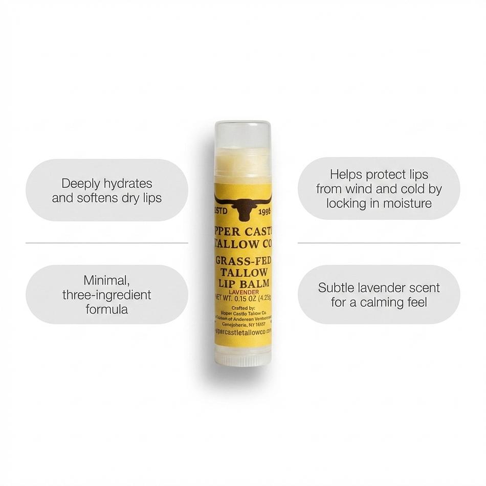 Grass‑Fed Tallow Lip Balm — Lavender